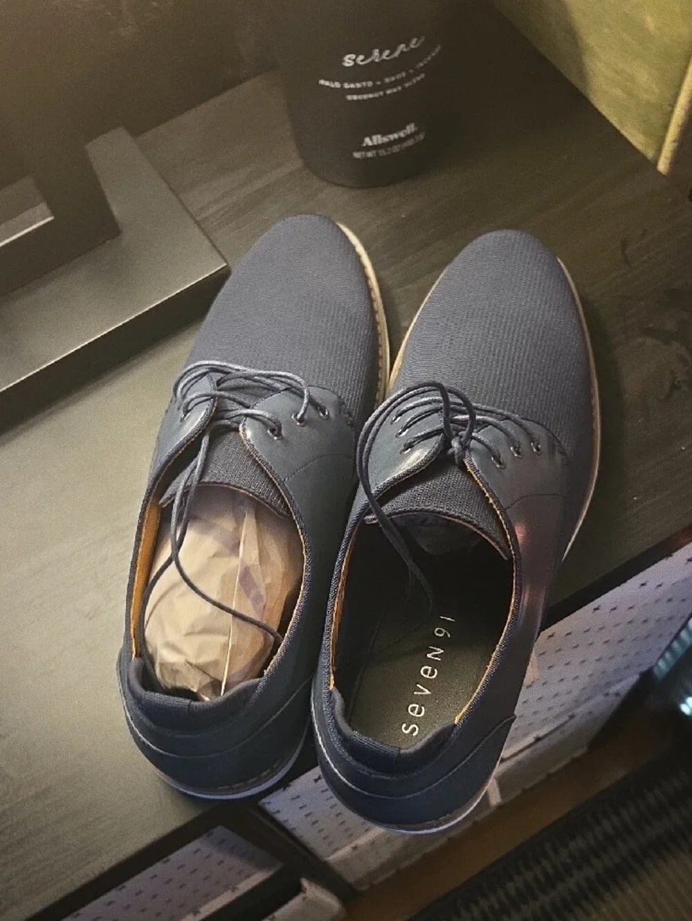 Men's Navy Derby Lace-Up Shoes